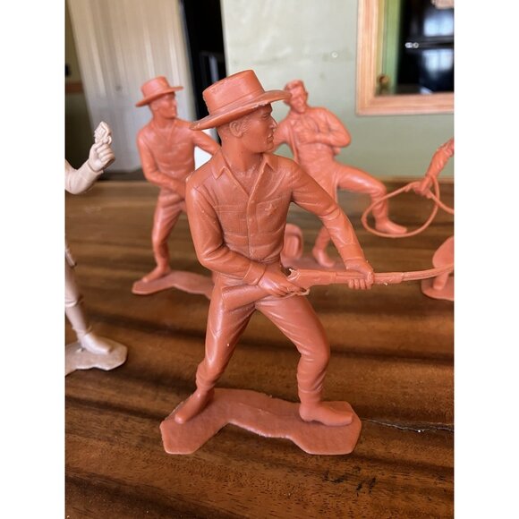 Vintage Louis Marx Cowboy Western Fort Apache Figure 1960's Plastic 5" Lot - Picture 5 of 16